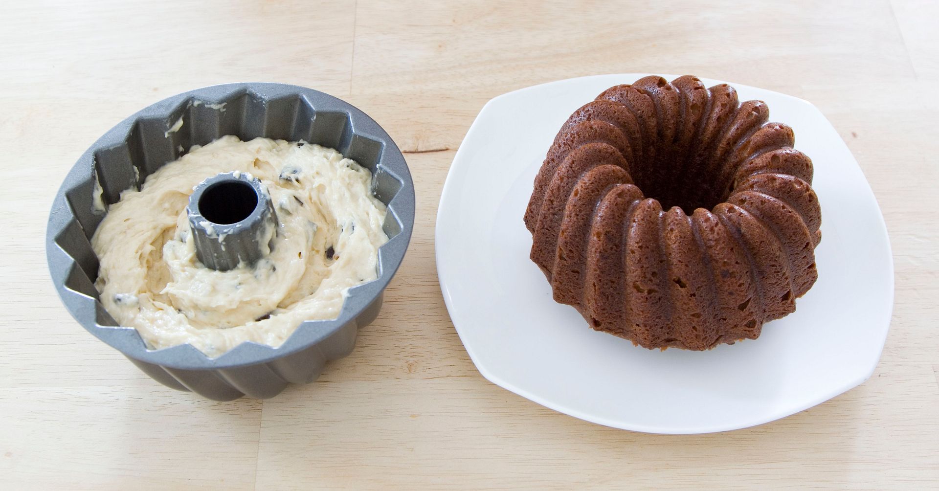 Food Makes Me Happy Chocolate and Banana Bundt Cakes (Recipe Using Two
